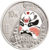 中国京剧脸谱彩色金银纪念币(第1组)1盎司彩色圆形银质纪念币 背面.jpg